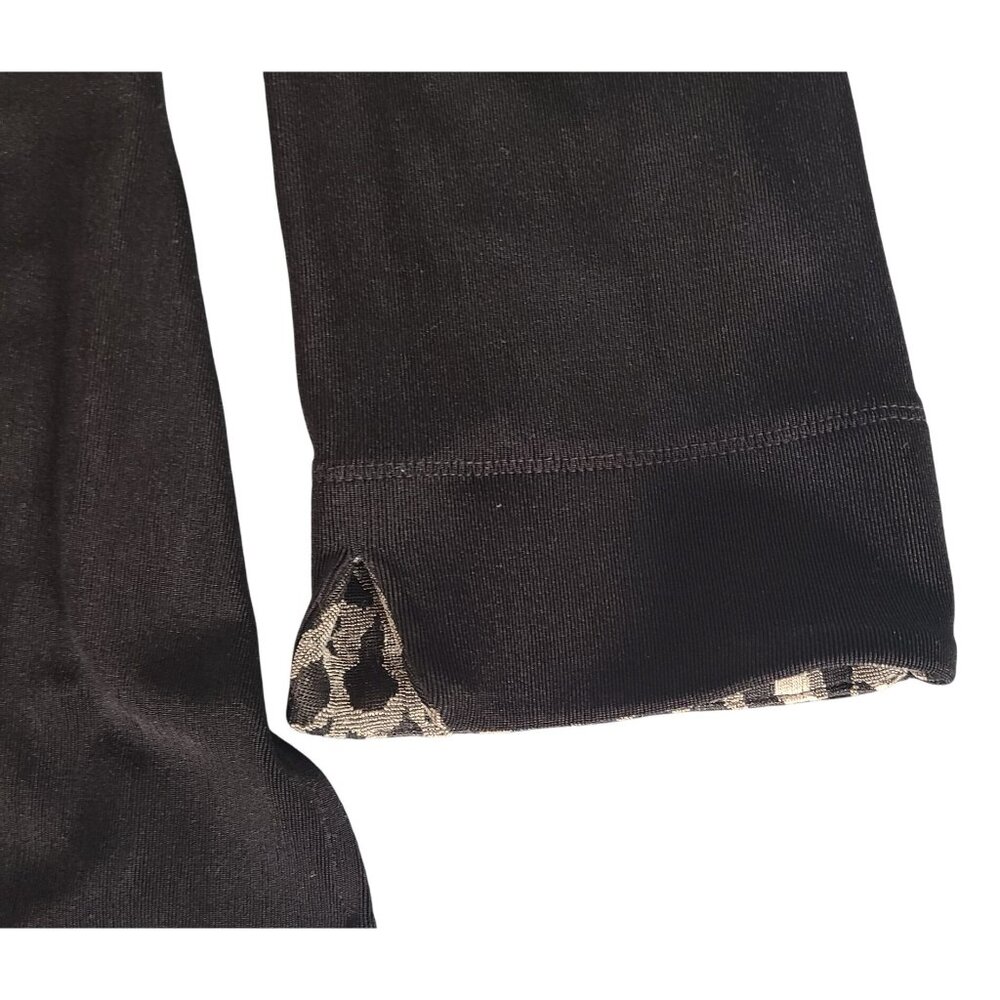 Chico’s Travelers Tunic Top Sz 3 Black Leopard Trim Long Sleeve Button Front XL - Picture 9 of 12